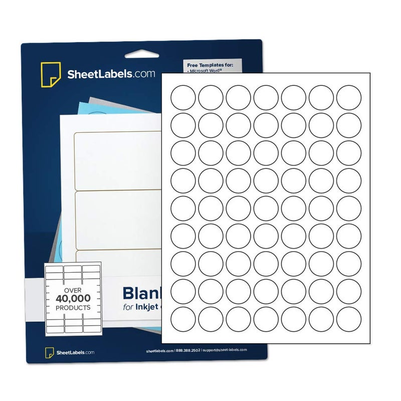 Sheet Labels 1" Round Labels, All Purpose White, Laser or Inkjet Printing, 1575 Labels - Image 1